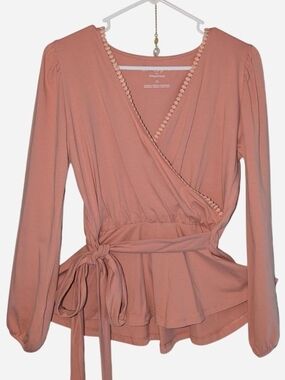Feminine Wrap Blouse in Dusty Rose — EleganceWrap